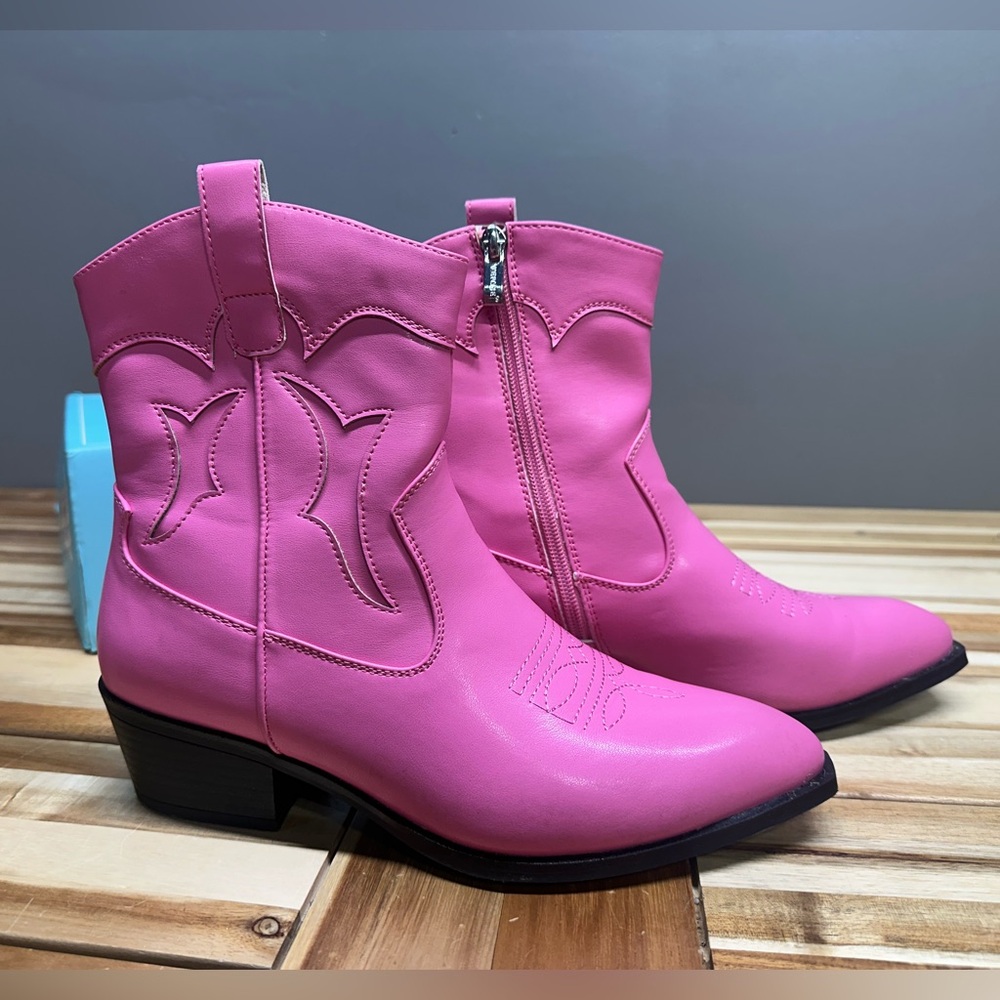 Pink Ankle Western Boots